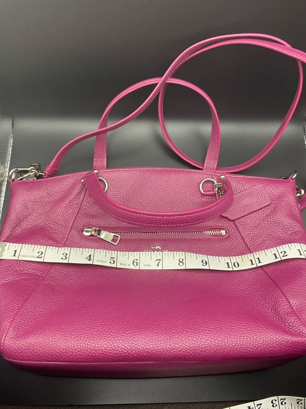 Gorgeous Magenta Colored Pebbled Coach Bag - Picture 15 of 16